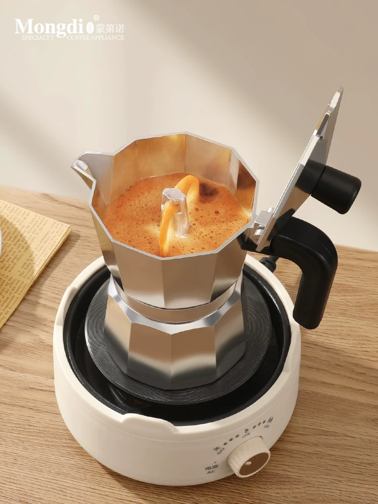 Bộ ấm pha cà phê Mongdio Moka để pha cà phê tại nhà, máy pha cà phê espresso nhỏ để chiết xuất cà phê mocha.