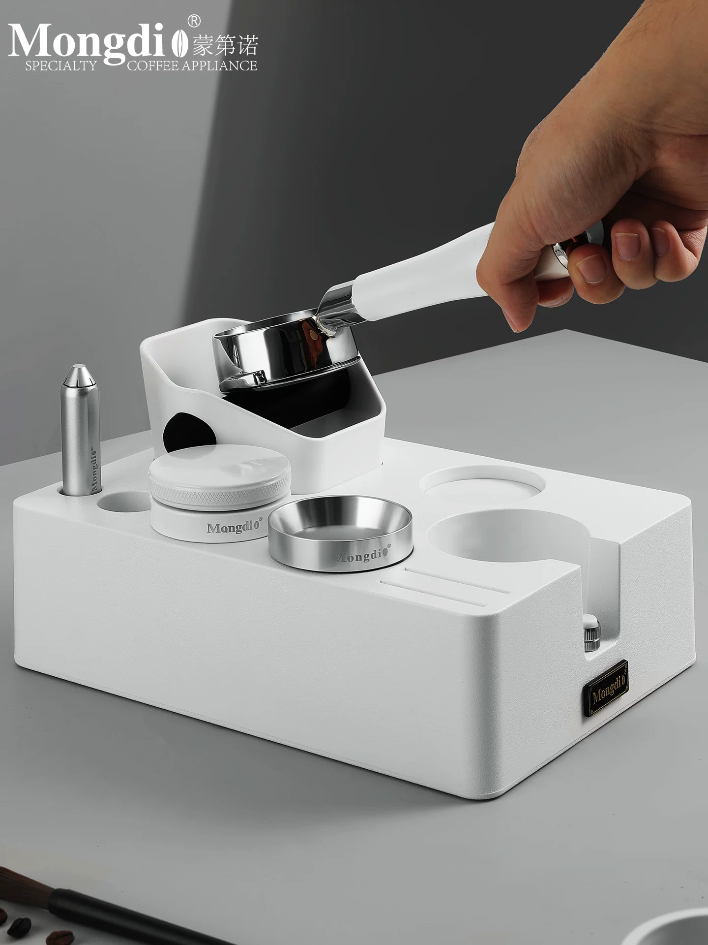 Dụng cụ pha cà phê Mongdio, máy ép cà phê, búa cà phê, bộ dụng cụ pha cà phê, hộp đựng bã cà phê, đế đựng dụng cụ