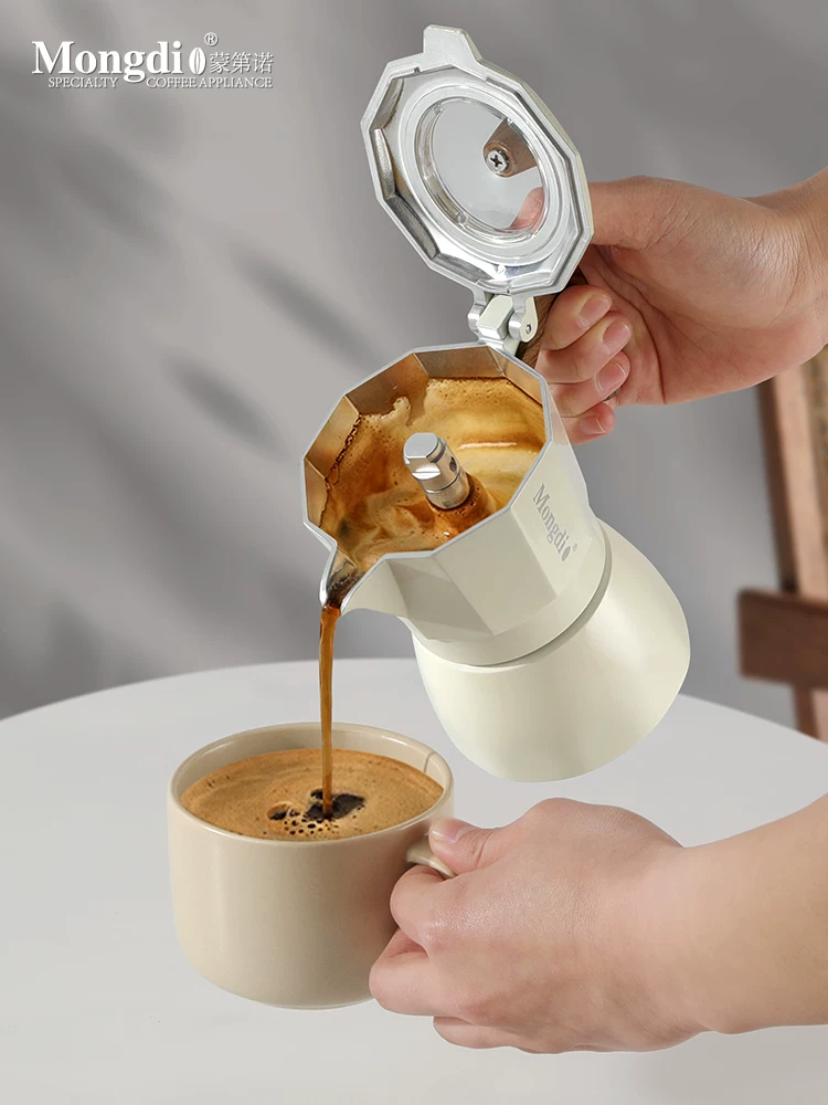 Bộ pha cà phê Moka pot hai van Mongdio, máy pha cà phê espresso, bình chiết xuất, bình pha cà phê kiểu pour-over