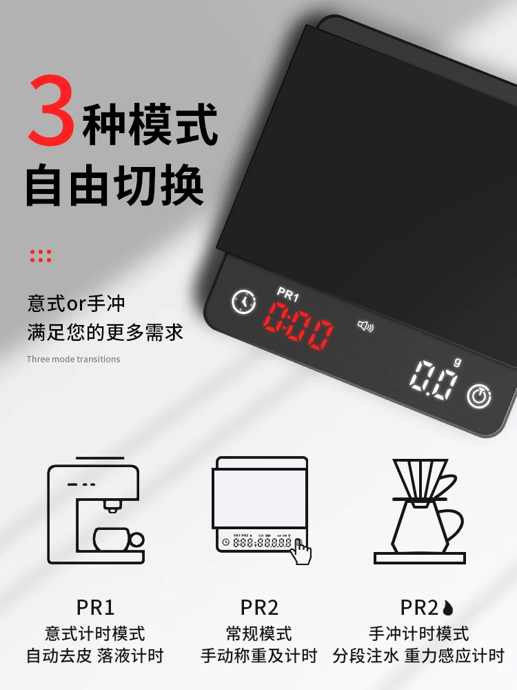Cân điện tử cà phê Mongdio, cân cà phê pha thủ công, cân hạt cà phê espresso, cân hẹn giờ thông minh mini, cân gram.