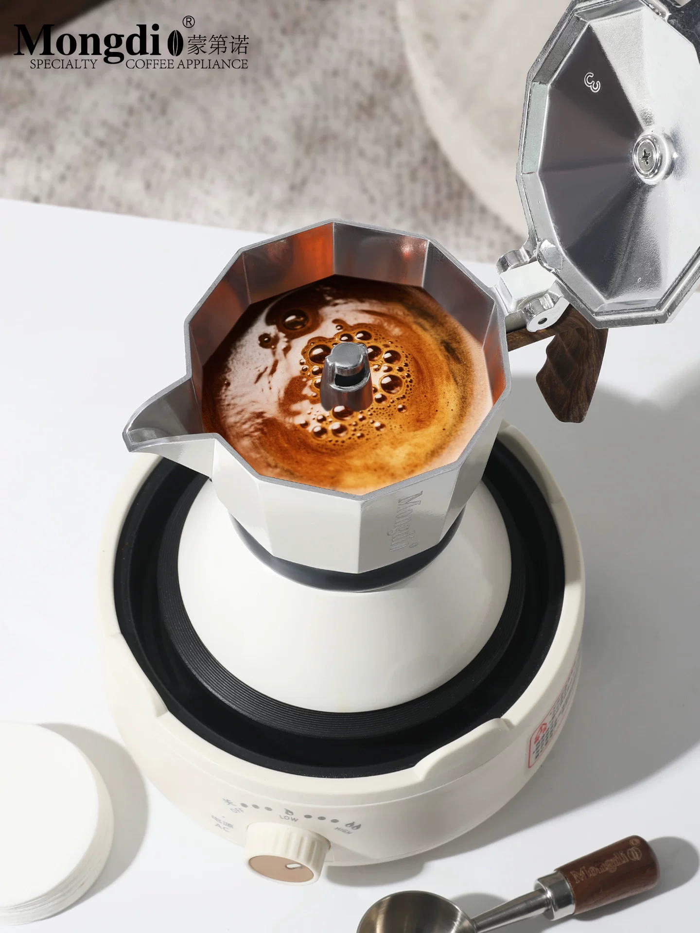 Mongdio Moka pot set hộp quà tặng bình cà phê espresso chiết xuất nồi máy xay cầm tay máy pha cà phê quà tặng sinh nhật