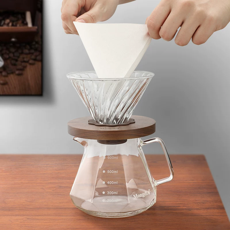 Mongdio ấm pha cà phê thủ công bằng thủy tinh chia sẻ ấm v60 cốc lọc pha cà phê lọc ấm pha cà phê chia sẻ cốc