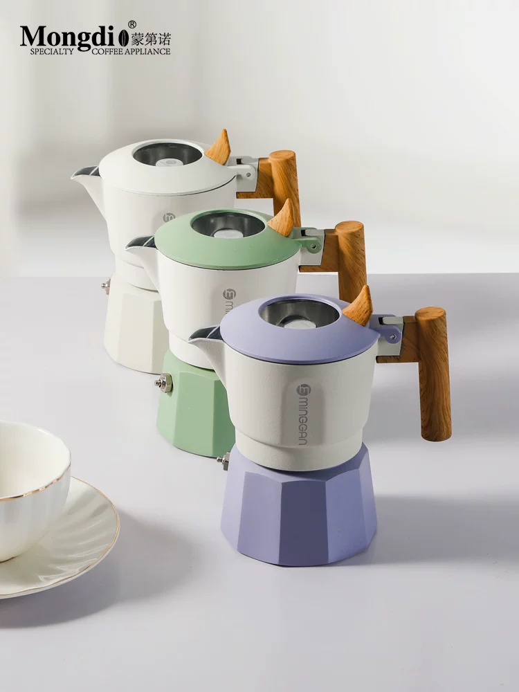 Máy pha cà phê Mongdio Moka pot hai van, máy pha cà phê espresso, máy pha cà phê nhỏ gọn cho gia đình