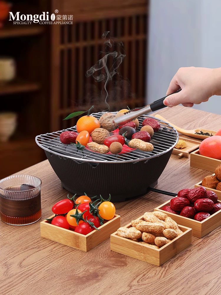 Bộ ấm pha trà và bếp điện trong nhà Mongdio, mẫu bếp điện gốm sứ mới năm 2024 để pha trà.