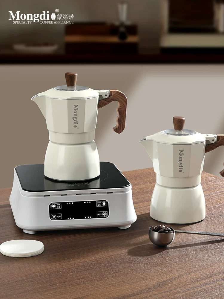 Bộ ấm pha cà phê moka van đôi Mongdio thế hệ thứ ba, ấm pha cà phê, máy pha cà phê espresso, dụng cụ pha cà phê