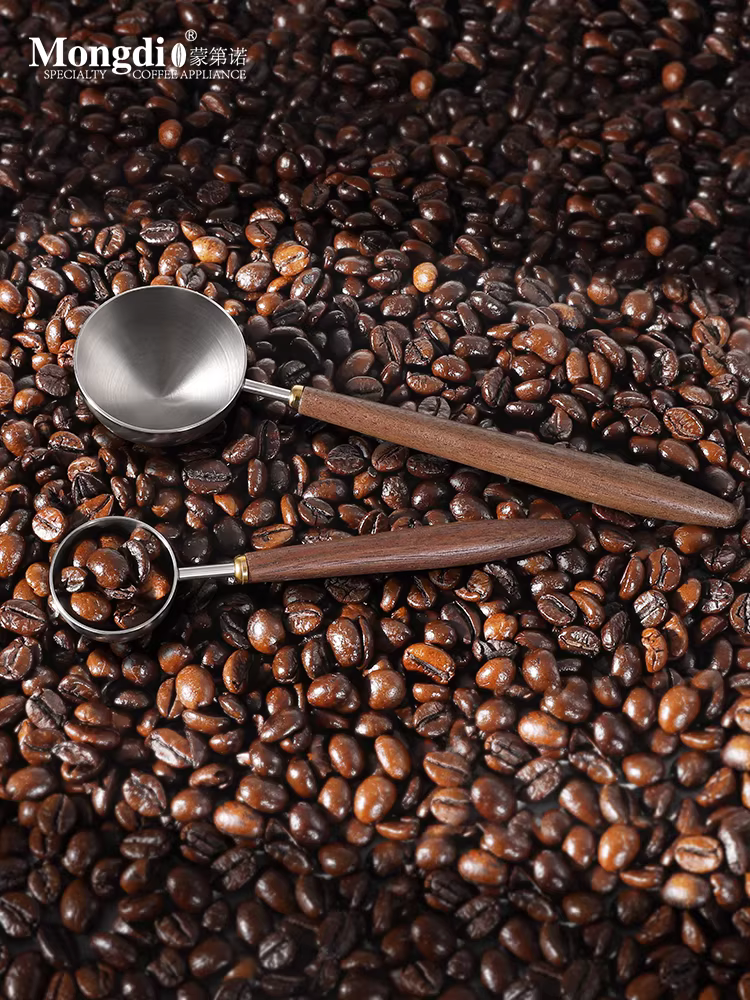 Muỗng cà phê Mongdio muỗng đong cà phê bằng thép không gỉ muỗng bột cà phê muỗng hạt cà phê tay cầm bằng gỗ quả óc chó gram muỗng muỗng đong