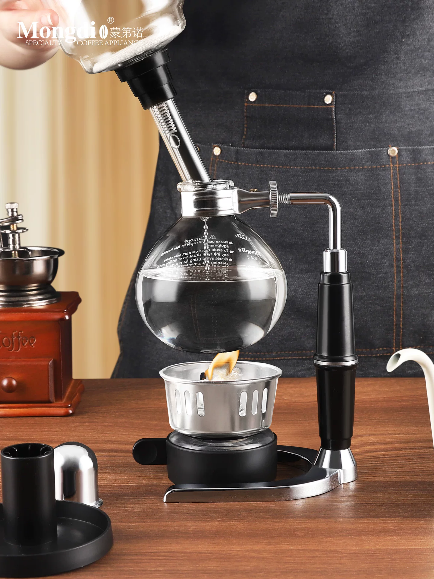 Bộ pha cà phê kiểu siphon Mongdio, ấm pha cà phê kiểu siphon, bộ pha cà phê gia dụng, ấm pha cà phê kiểu chưng cất, dụng cụ pha cà phê