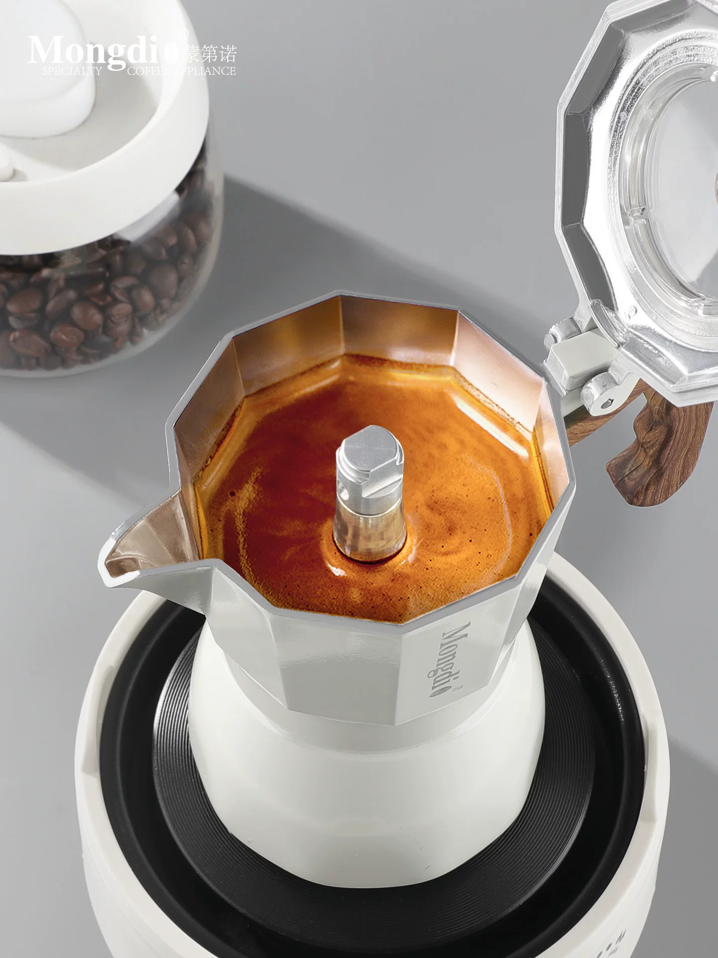 Bộ pha cà phê Moka pot hai van Mongdio, máy pha cà phê espresso để pha cà phê tại nhà, ấm pha cà phê Moka nhỏ gọn