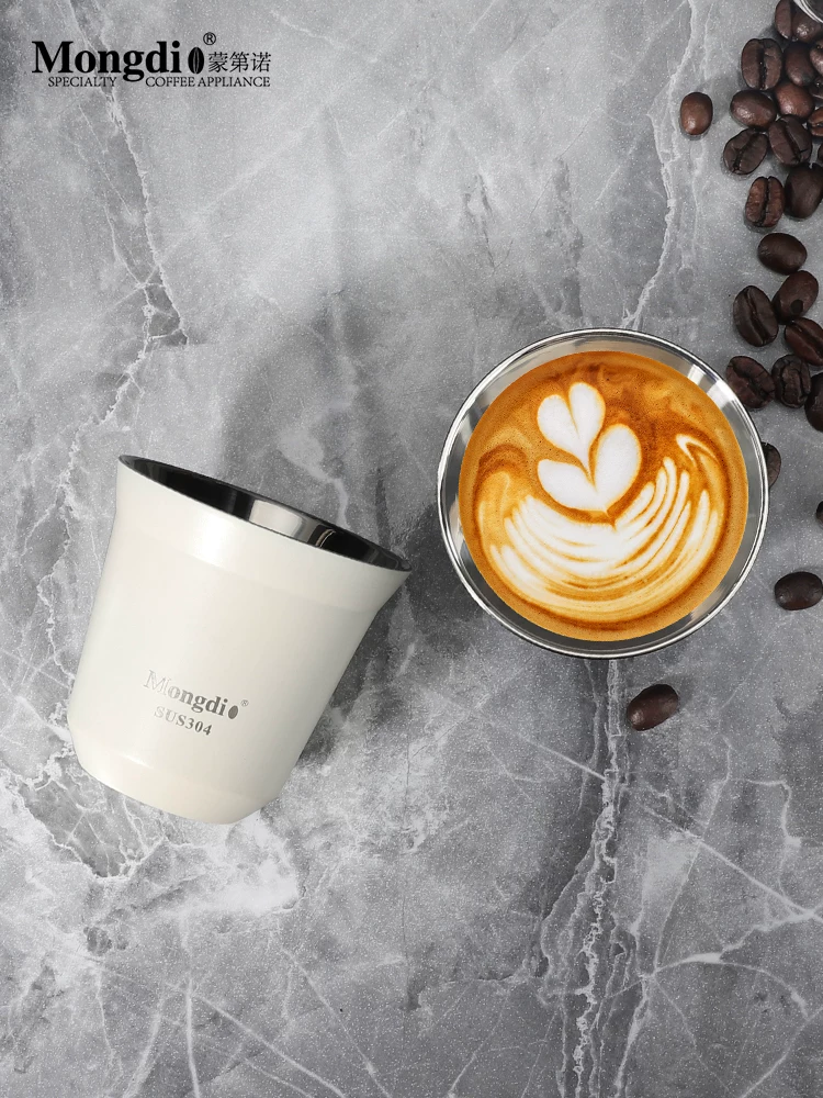 Mongdio Cốc cà phê Ý cốc chiết xuất espresso cốc bắt chất lỏng cốc cách nhiệt bằng thép không gỉ cốc espresso chịu nhiệt hai lớp