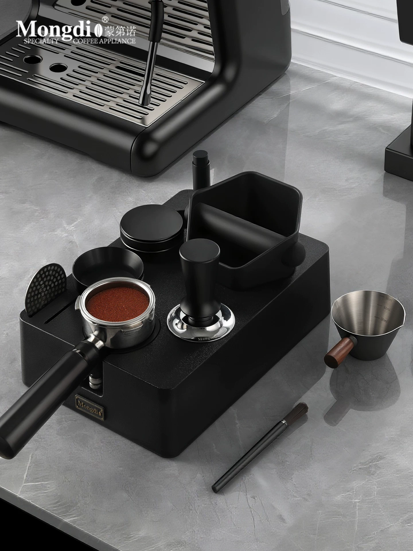 Đế ép cà phê Mongdio, dụng cụ phân phối, hộp đựng bã cà phê, phụ kiện máy pha cà phê, dụng cụ đựng đồ dùng, bộ đầy đủ