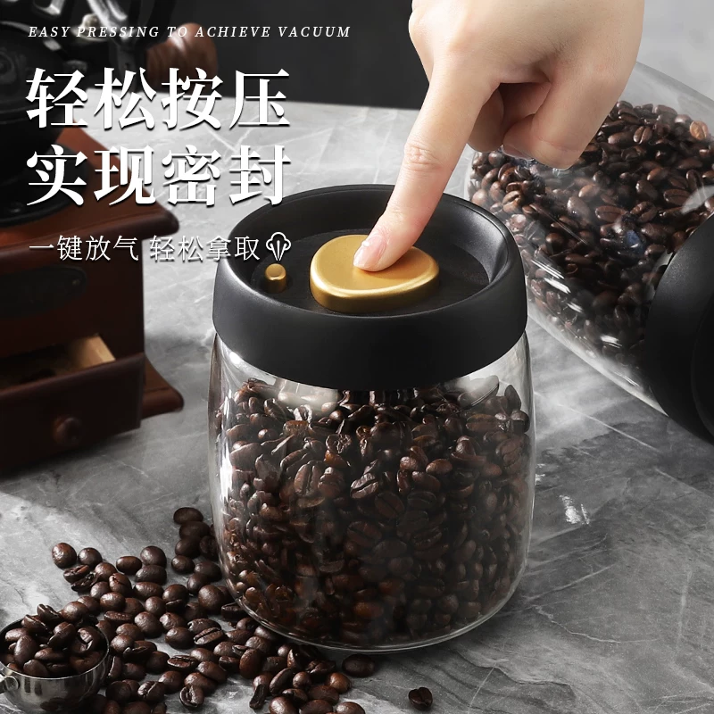 Hũ đựng cà phê bột Mongdio, hũ kín chân không, hũ đựng cà phê hạt, hũ thủy tinh, hũ đựng trà