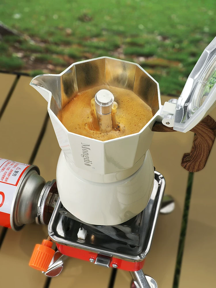 Máy pha cà phê moka pot hai van Mongdio hộp quà tặng bộ dụng cụ pha cà phê cắm trại ngoài trời