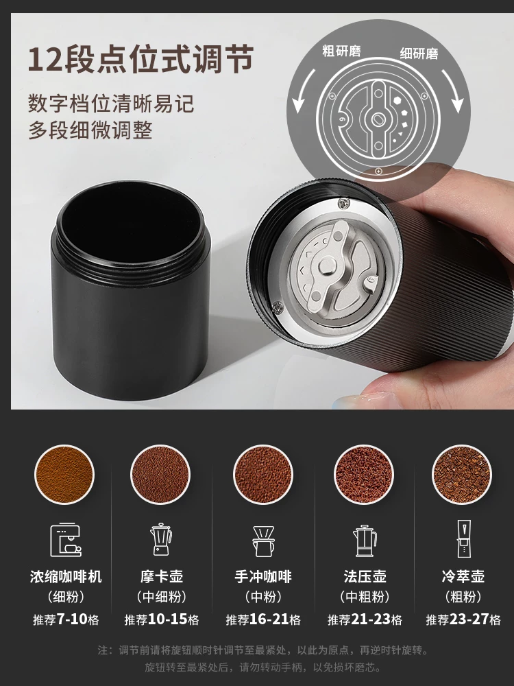 Máy xay hạt cà phê quay tay Máy xay cà phê thủ công tại nhà Máy xay nhỏ lõi thép CNC