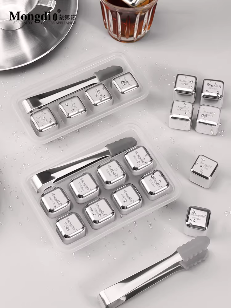 Mongdio316 thép không gỉ đá viên cấp thực phẩm khuôn làm đá viên hộp bảo quản kim loại đá rượu đá viên đông lạnh nhanh