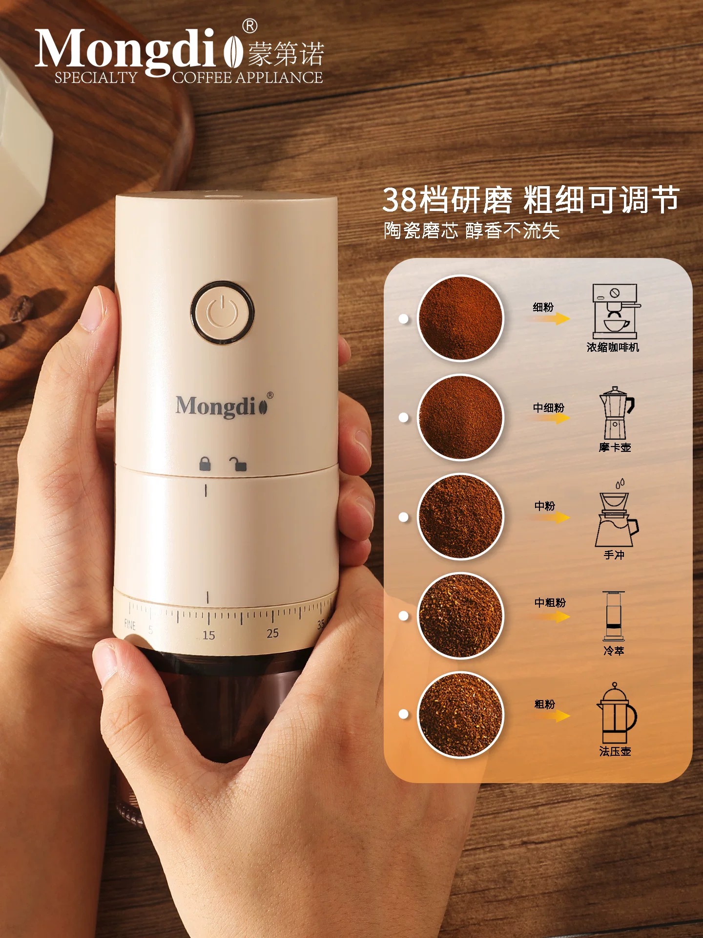 Máy xay cà phê điện Mongdio, máy xay cà phê espresso gia dụng, máy xay cà phê bằng tay