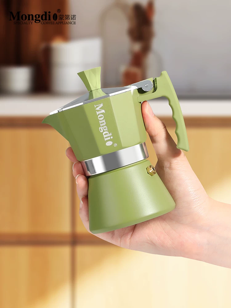 Máy pha cà phê mini Moka pot Mongdio, máy pha cà phê espresso tại nhà, ấm pha cà phê Moka