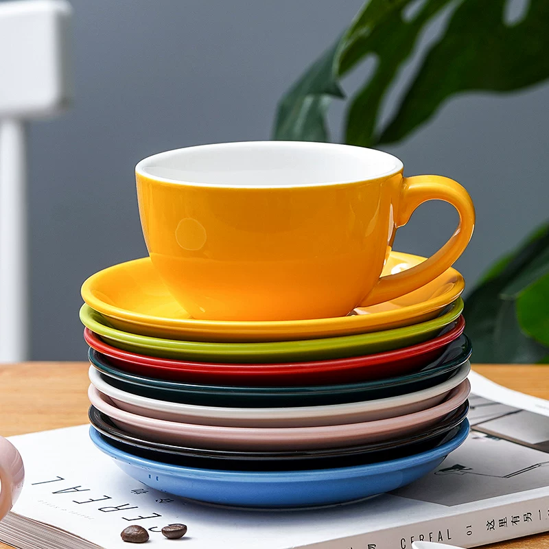 Bộ cốc cà phê gốm sứ Mongdio, cốc latte gia dụng, bộ cốc cà phê latte art 300ml