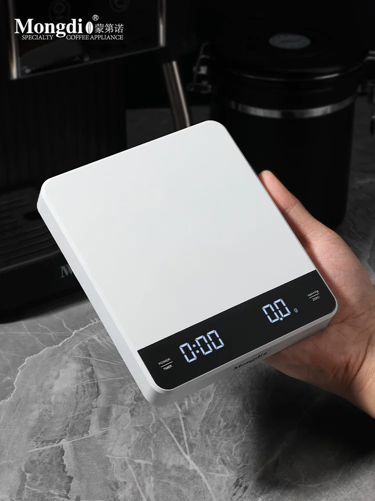 Cân điện tử cà phê Mongdio, cân cà phê để pha cà phê thủ công, cân điện tử cho hạt cà phê, cân hẹn giờ chuyên dụng kiểu Ý.