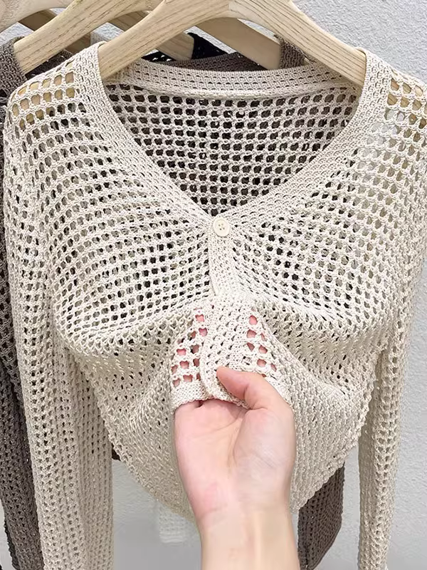 Giảm giá: Quần áo nữ giảm giá từ Nanyou, Áo cardigan chống nắng khoét lỗ, Áo len mỏng mặc trong điều hòa.