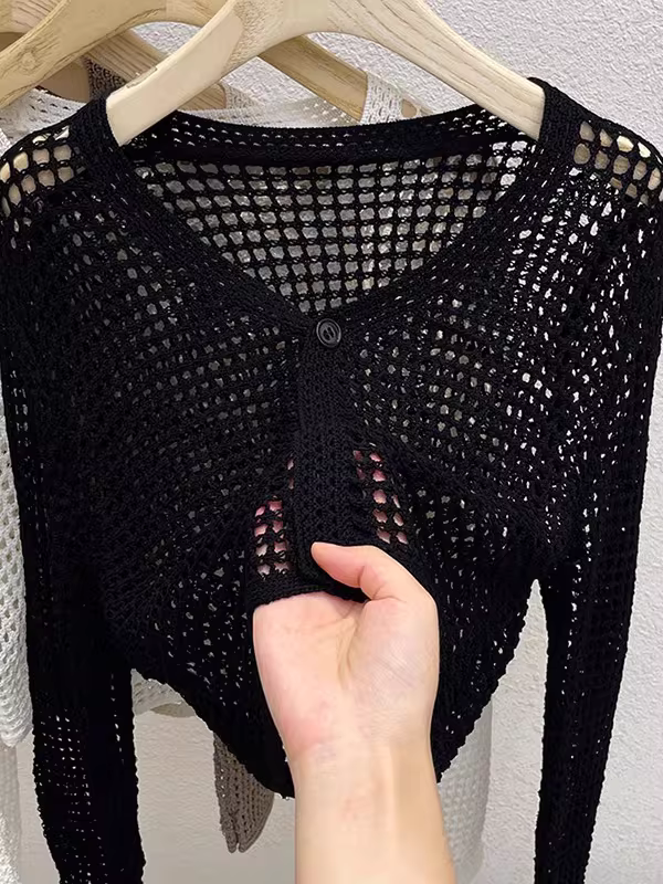 Giảm giá: Quần áo nữ giảm giá từ Nanyou, Áo cardigan chống nắng khoét lỗ, Áo len mỏng mặc trong điều hòa.