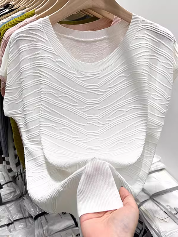 Quần áo nữ ngoại thương có nhãn cắt, độc đáo và sang trọng, kiểu dáng thời trang cho áo khoác ngoài, tay ngắn, phong cách cổ điển châu Âu, áo dệt kim rộng rãi, hợp thời trang.