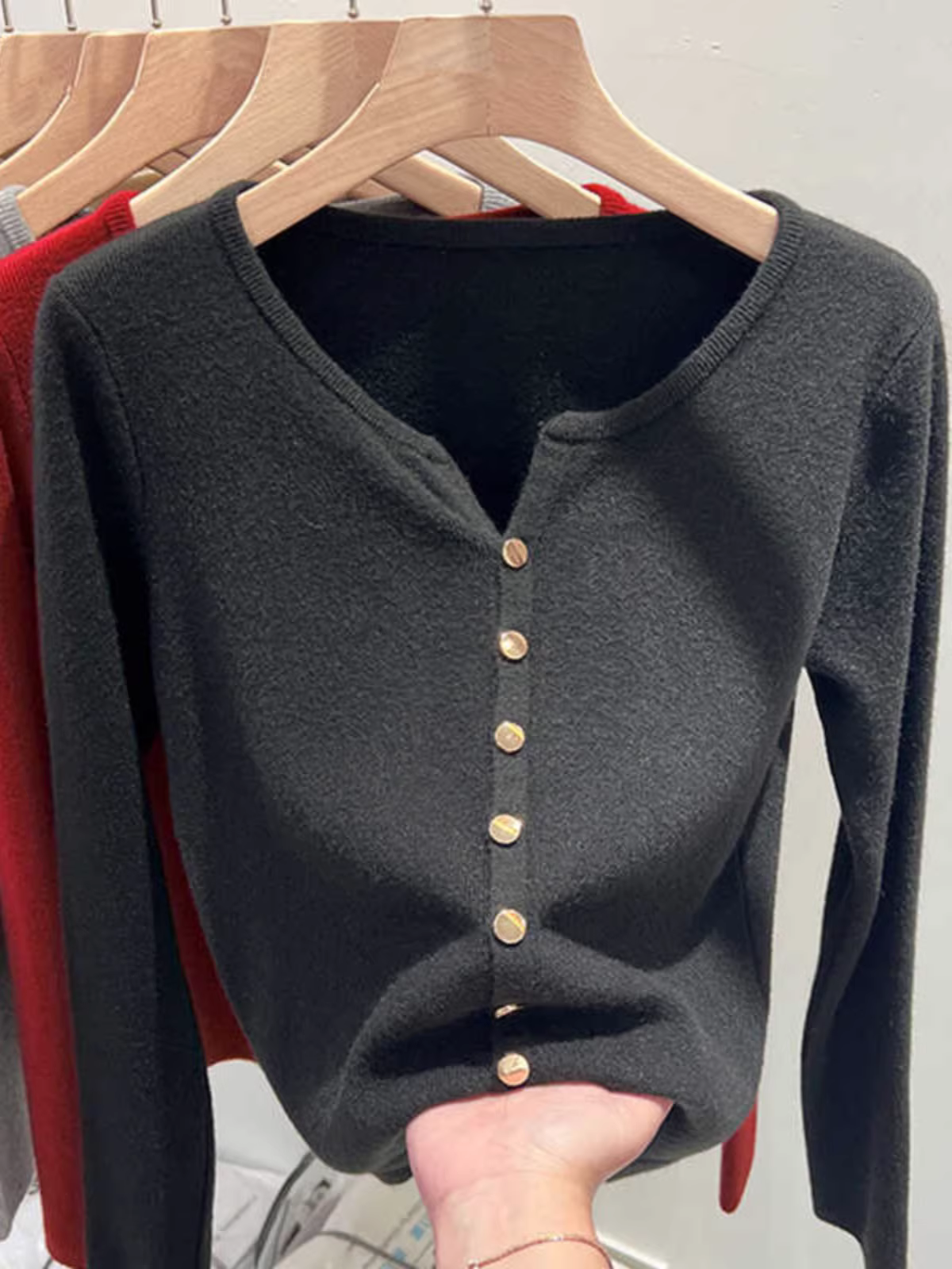 Áo sơ mi nữ dài tay mùa thu đông kiểu mới, dáng ôm, kiểu cardigan thanh lịch, giảm giá thương hiệu Châu Âu