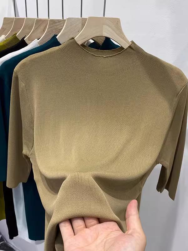 Hàng thanh lý: Áo nữ xuất khẩu, không mác, màu trơn, áo len tay lửng, áo thun trơn, áo thun tay lửng, áo độc đáo.