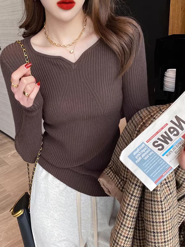 Xả kho quần áo nữ hàng hiệu, áo thun dệt kim độc đáo có tem cắt, áo kiểu dáng thời trang tay dài cho mùa thu đông.