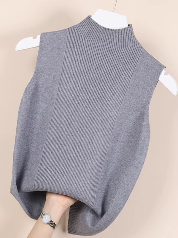 Giảm giá hàng thanh lý áo len nữ kiểu Âu, có mác cắt, cổ nửa cao, áo vest không tay, áo lót độc đáo và sành điệu.