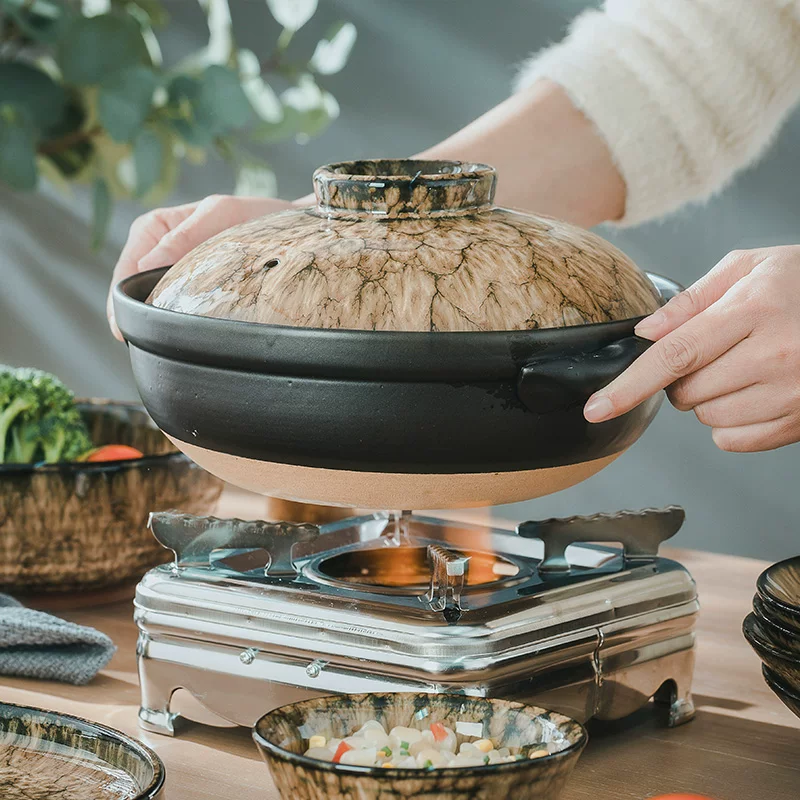 Bộ bát đĩa kiểu Trung Quốc dùng trong gia đình, bộ đồ ăn gốm sứ Cảnh Đức Trấn men lò đất tím, sứ cao cấp với họa tiết da báo.