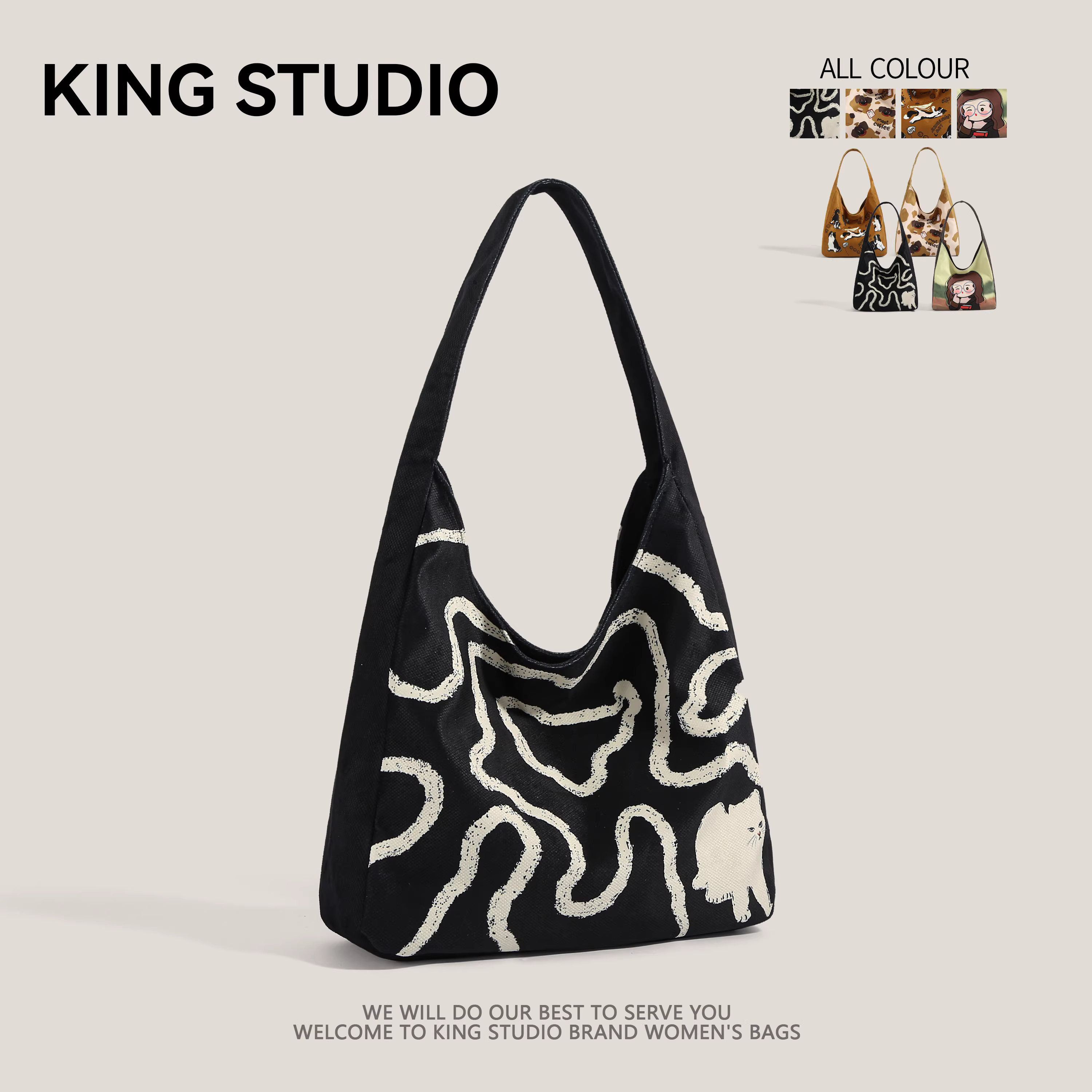 Túi tote vải bố phong cách học sinh dành cho nữ, mẫu mới thu đông 2025, kiểu Hàn Quốc thời thượng, túi đeo vai/nách cỡ lớn, năng động