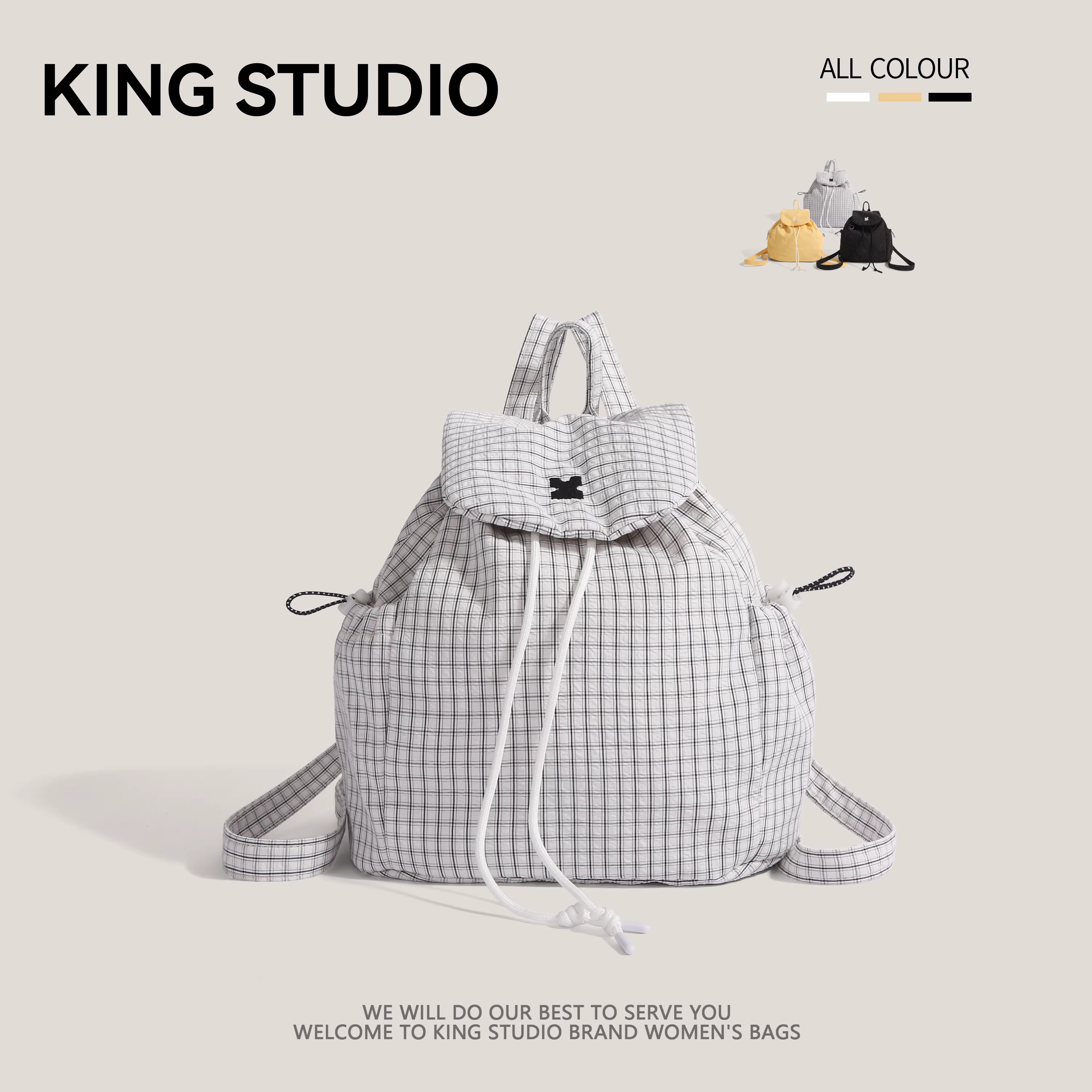 Ba lô kẻ caro thời trang dành cho nữ 2025, phong cách Hàn Quốc mới, balo đeo vai cá tính, túi đeo vai học sinh