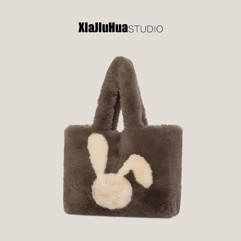 Túi xách nữ DrinKing dung tích lớn, mẫu mới Thu/Đông 2025, thời trang đa năng, chất liệu lông mềm mại