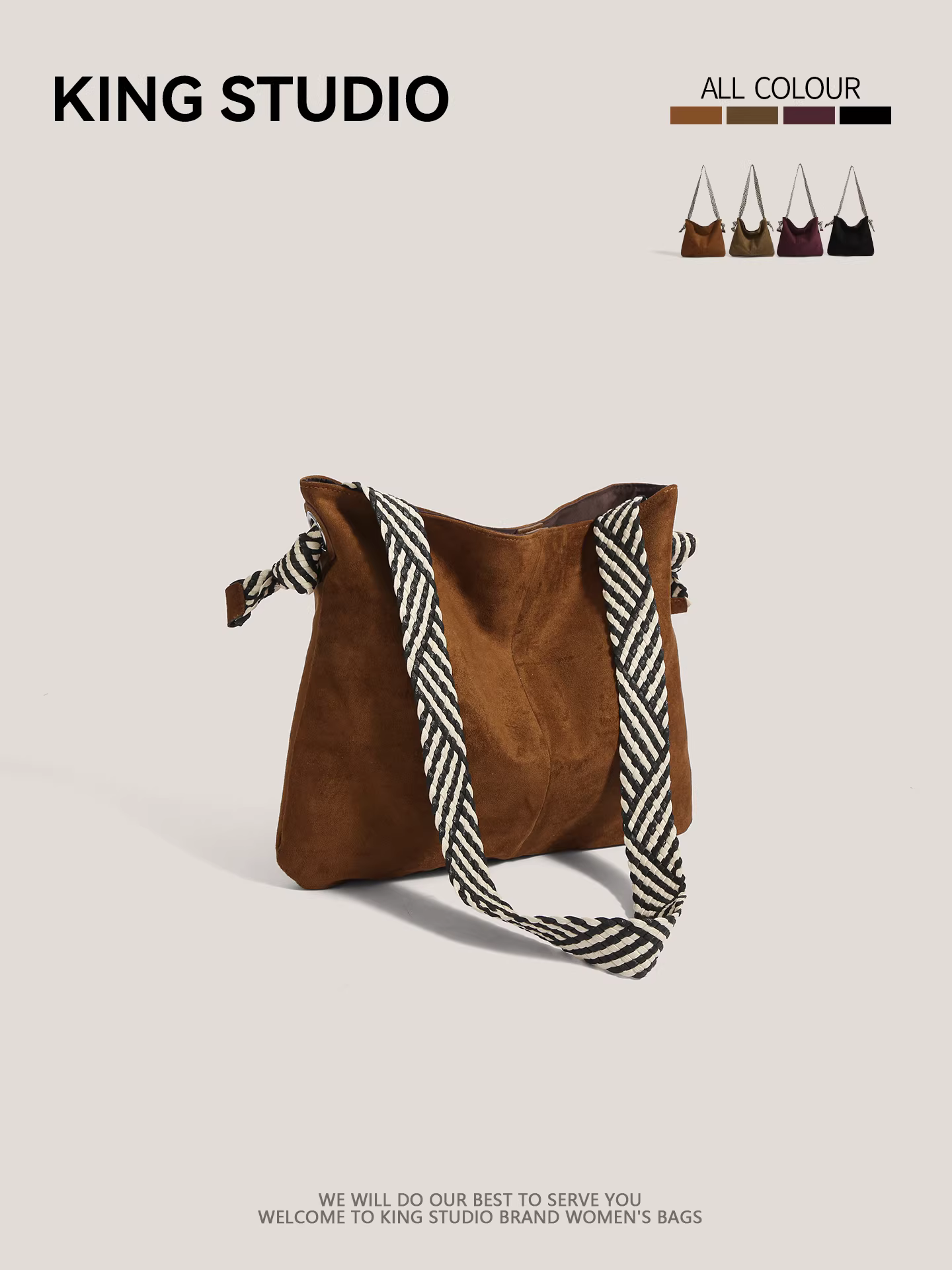 Túi tote da lộn cỡ lớn dành cho nữ, mẫu mới thu đông 2025, thời trang retro đa năng, đeo vai, đeo chéo