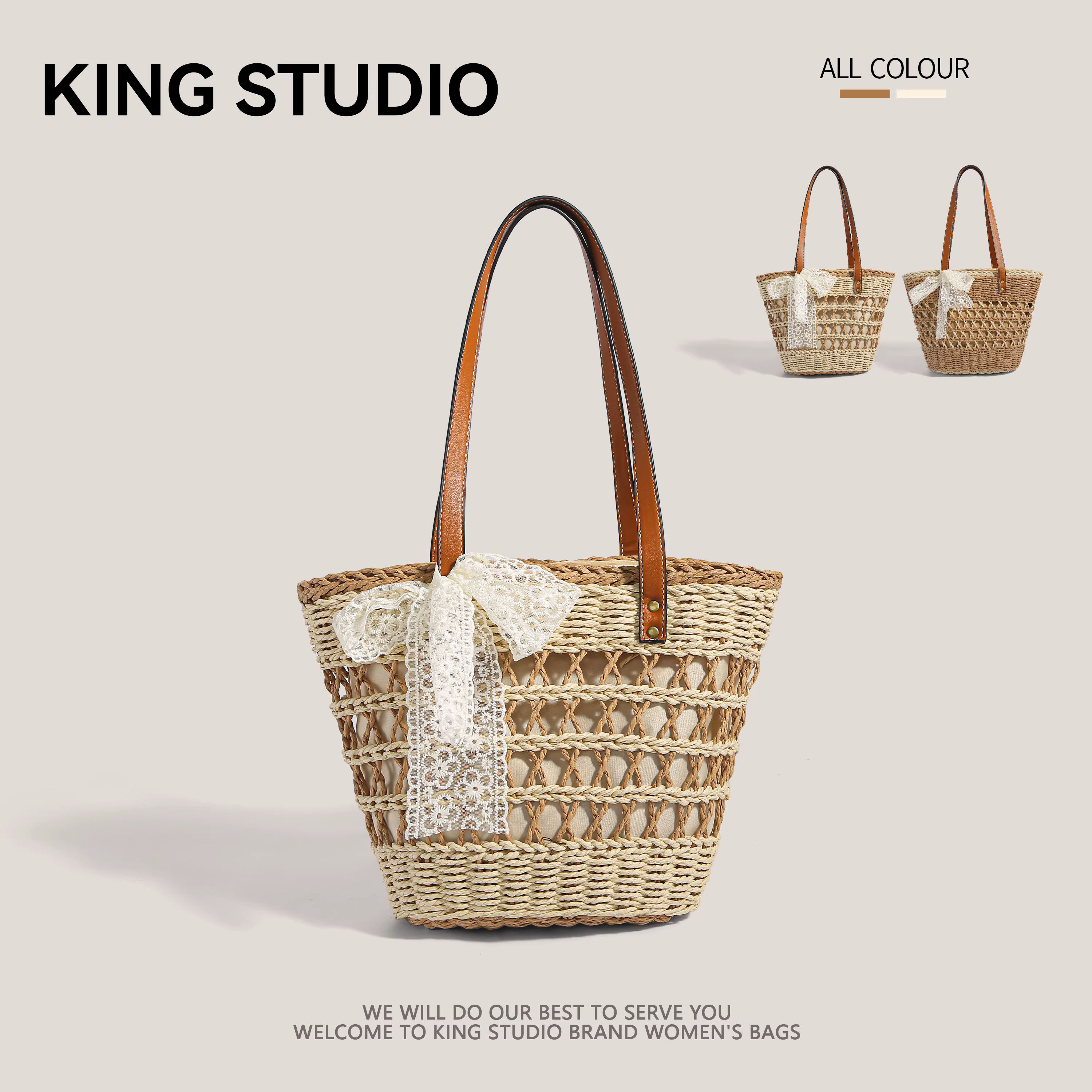 Túi dệt bằng rơm kiểu Pháp dành cho nữ mẫu mới 2025, túi đi biển, túi đi làm dung tích lớn, túi giỏ đựng rau củ