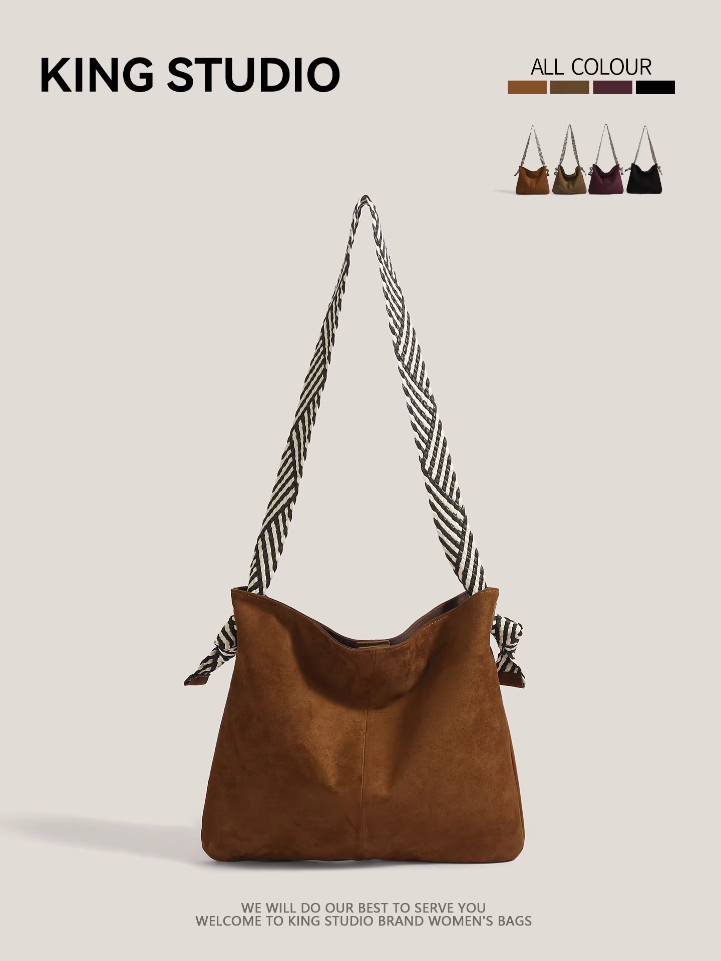 Túi tote da lộn cỡ lớn dành cho nữ, mẫu mới thu đông 2025, thời trang retro đa năng, đeo vai, đeo chéo