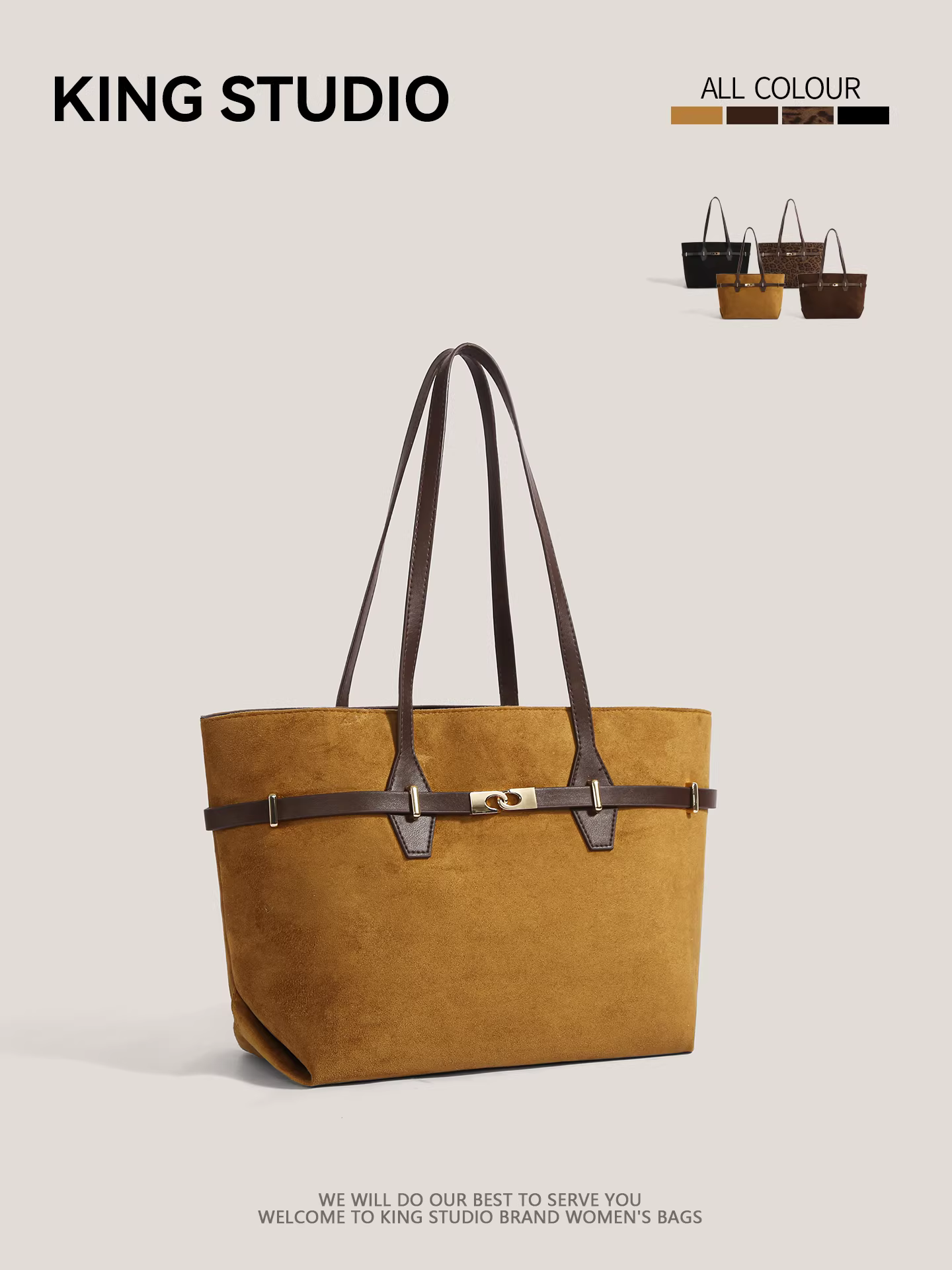 Túi xách nữ cỡ lớn phong cách retro, mẫu mới 2025, đơn giản và thời trang, chất liệu da lộn, túi đeo vai, túi xách đi làm, túi tote