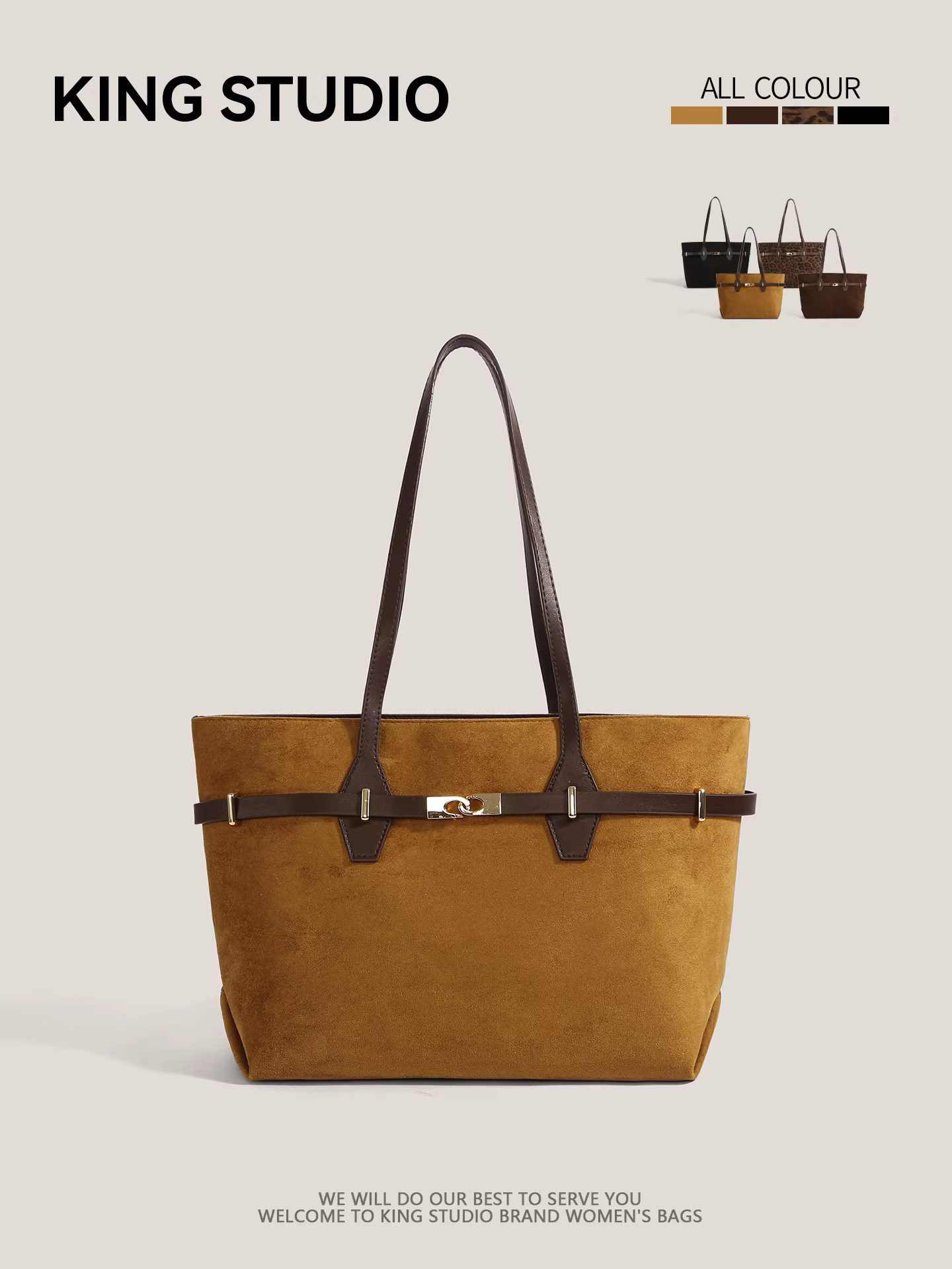 Túi xách nữ cỡ lớn phong cách retro, mẫu mới 2025, đơn giản và thời trang, chất liệu da lộn, túi đeo vai, túi xách đi làm, túi tote