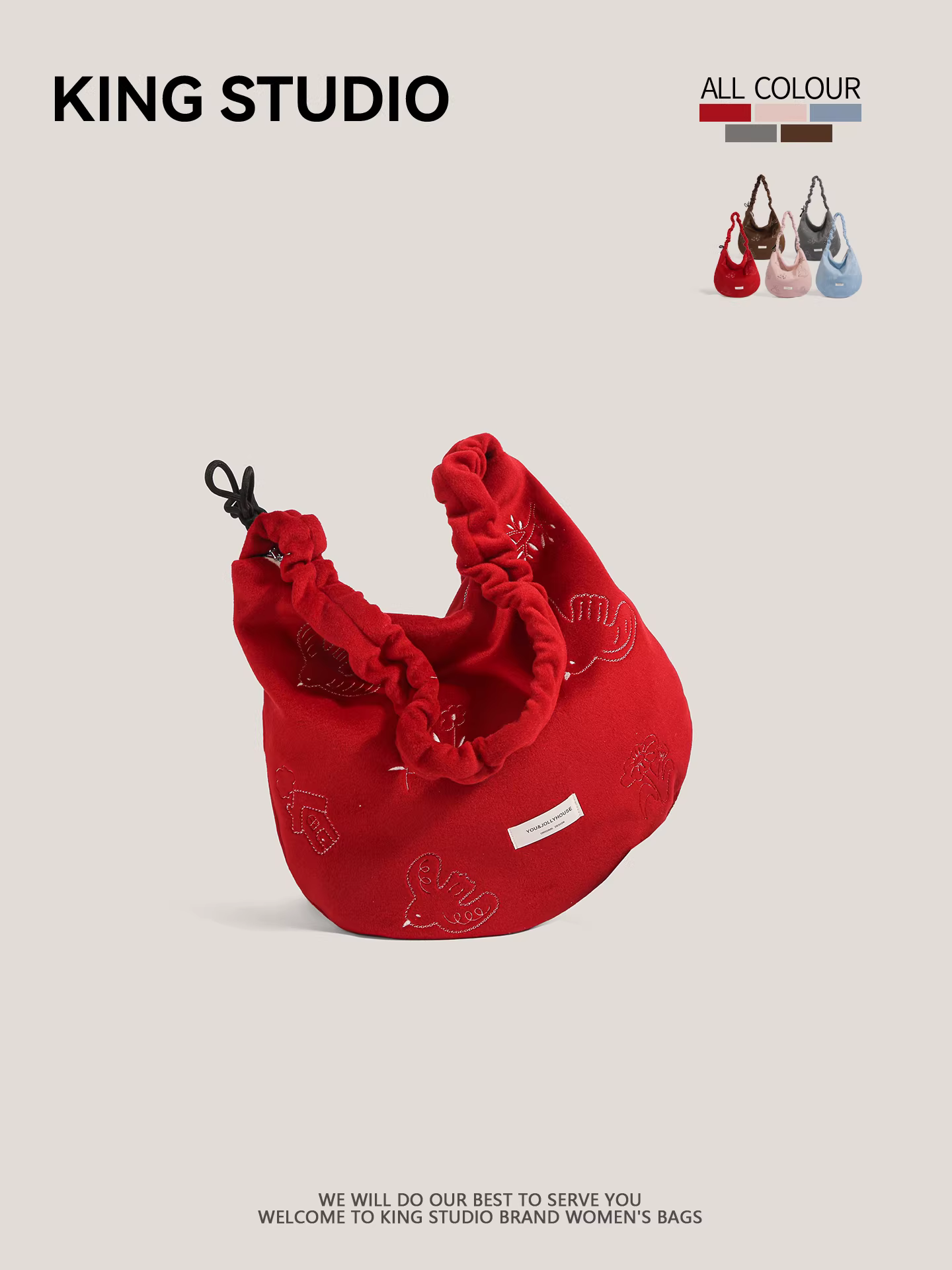 Túi tote len thêu chim nghệ thuật độc đáo dành cho nữ 2026 Mới, dung tích lớn, có dây rút, đeo vai, đeo chéo