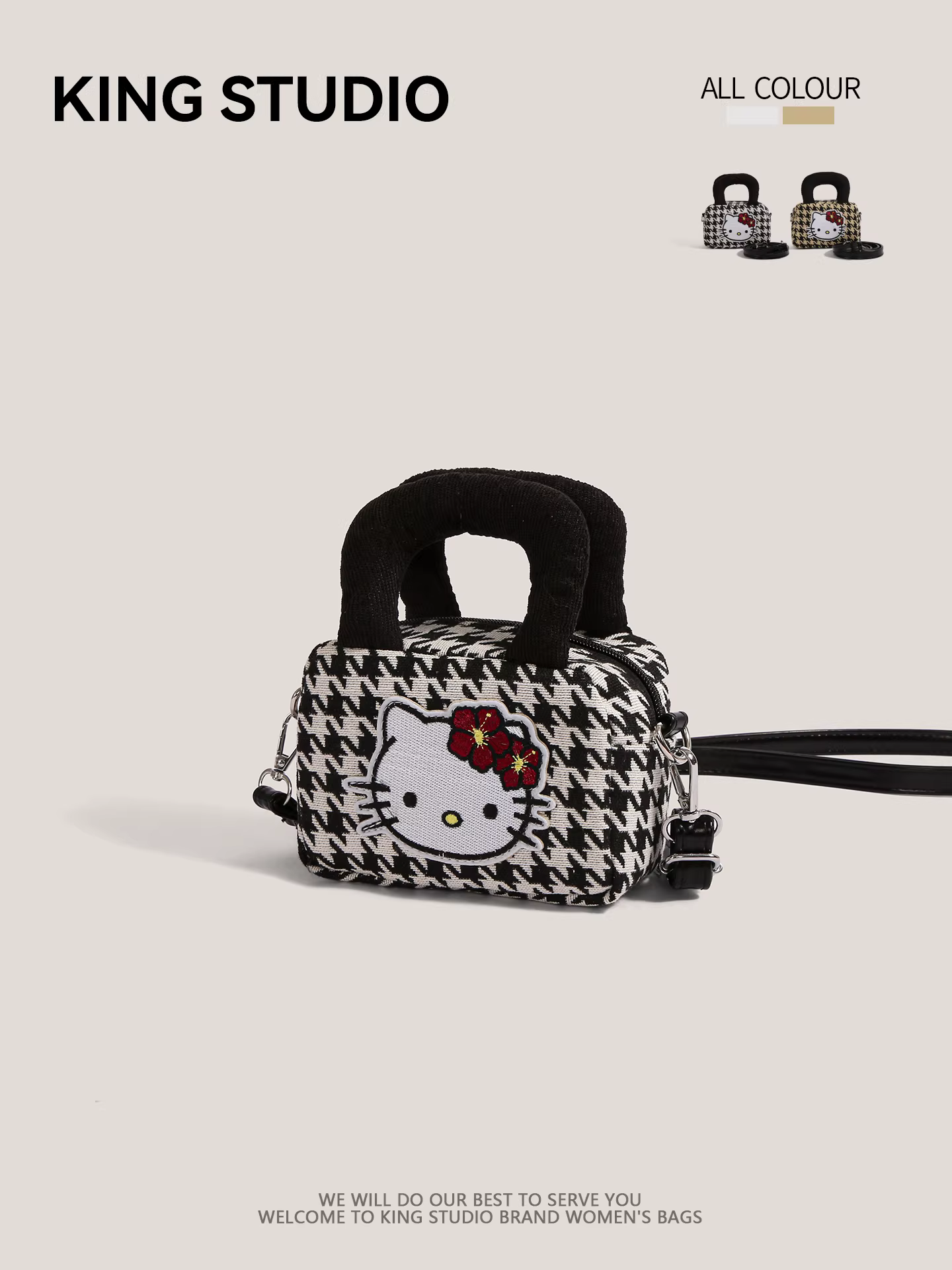 Túi xách Hello Kitty dễ thương dành cho nữ 2025, mẫu hoạt hình mới, đa năng, đeo vai, đeo chéo, túi vuông nhỏ