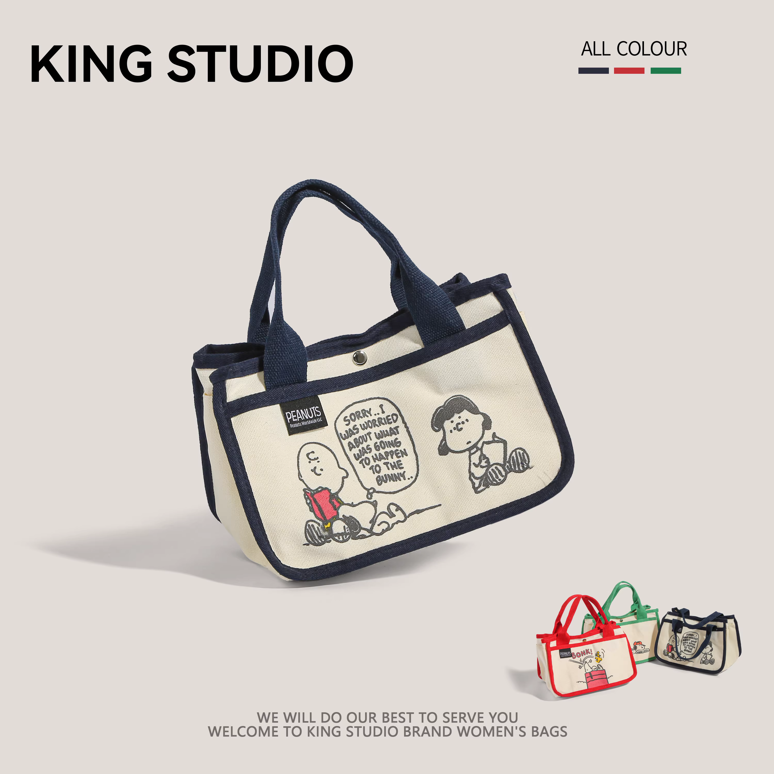 Túi vải hoạt hình dễ thương Snoopy túi đựng đồ ăn trưa sức chứa lớn túi tote đa chức năng túi đựng đồ cho mẹ túi xách