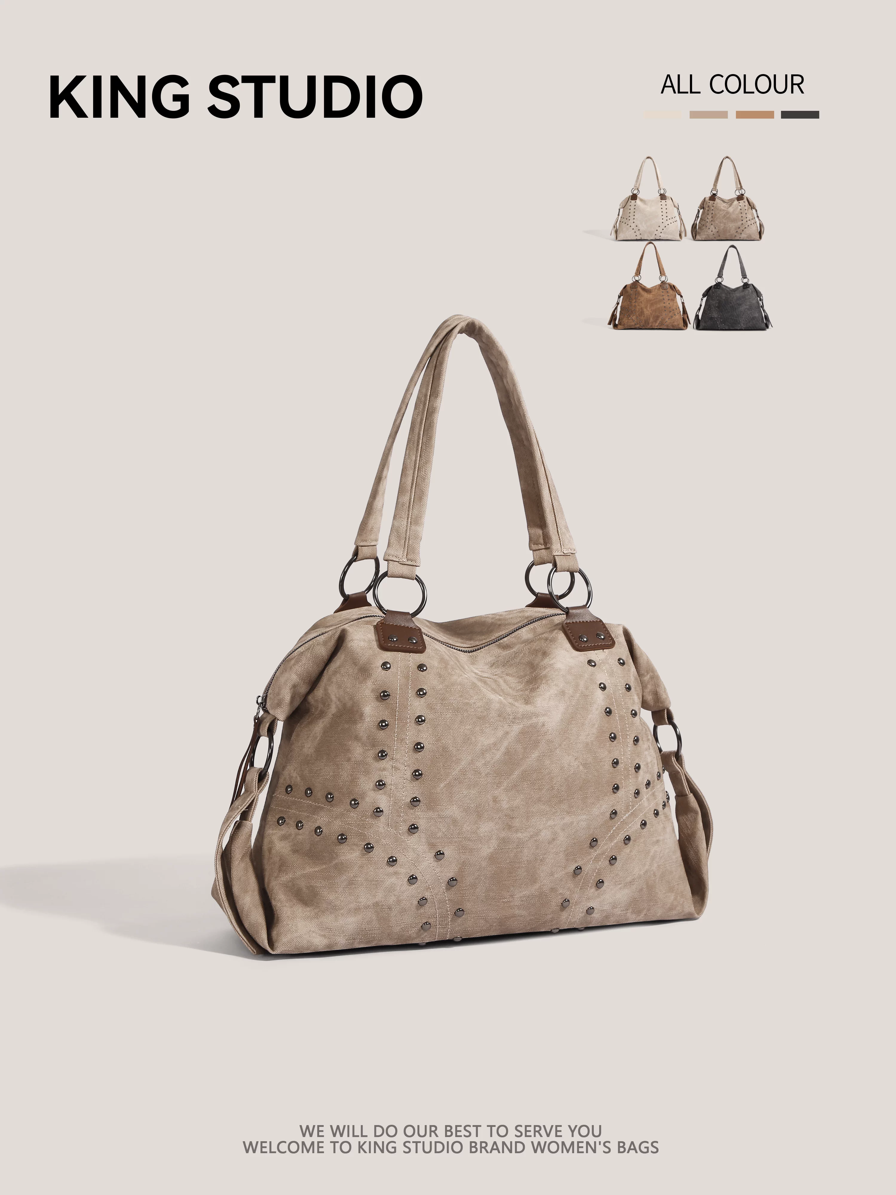 Túi xách phong cách Wasteland dành cho nữ 2025, mẫu mới, thời trang độc đáo, túi tote retro đơn giản, dung tích lớn, kiểu túi bowling