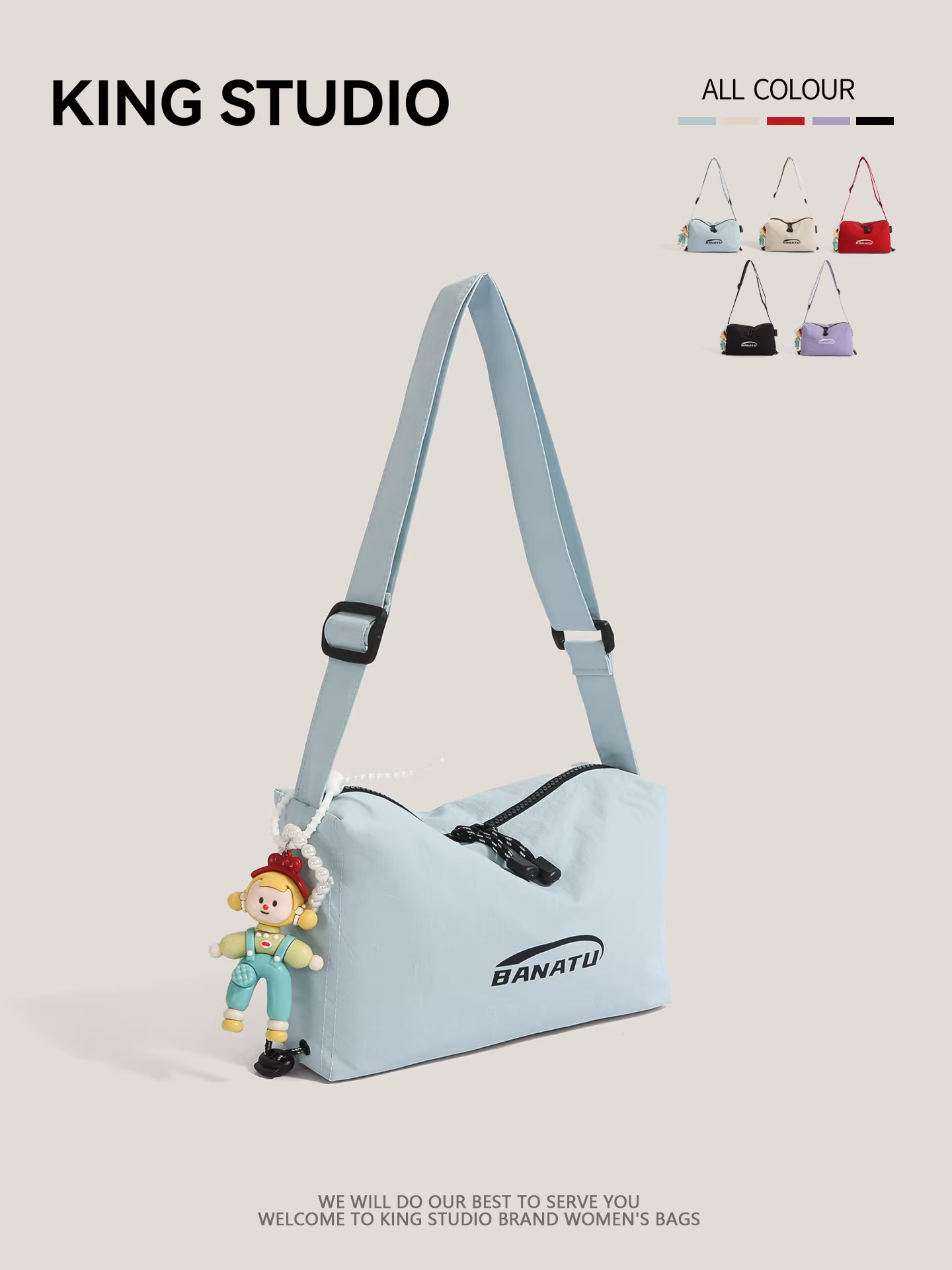 Túi đeo chéo đa năng phong cách Nhật Bản dành cho nữ, mẫu mới 2025, chất liệu nylon, nhẹ, kiểu dáng thể thao, thích hợp đi làm và đi lại hàng ngày.