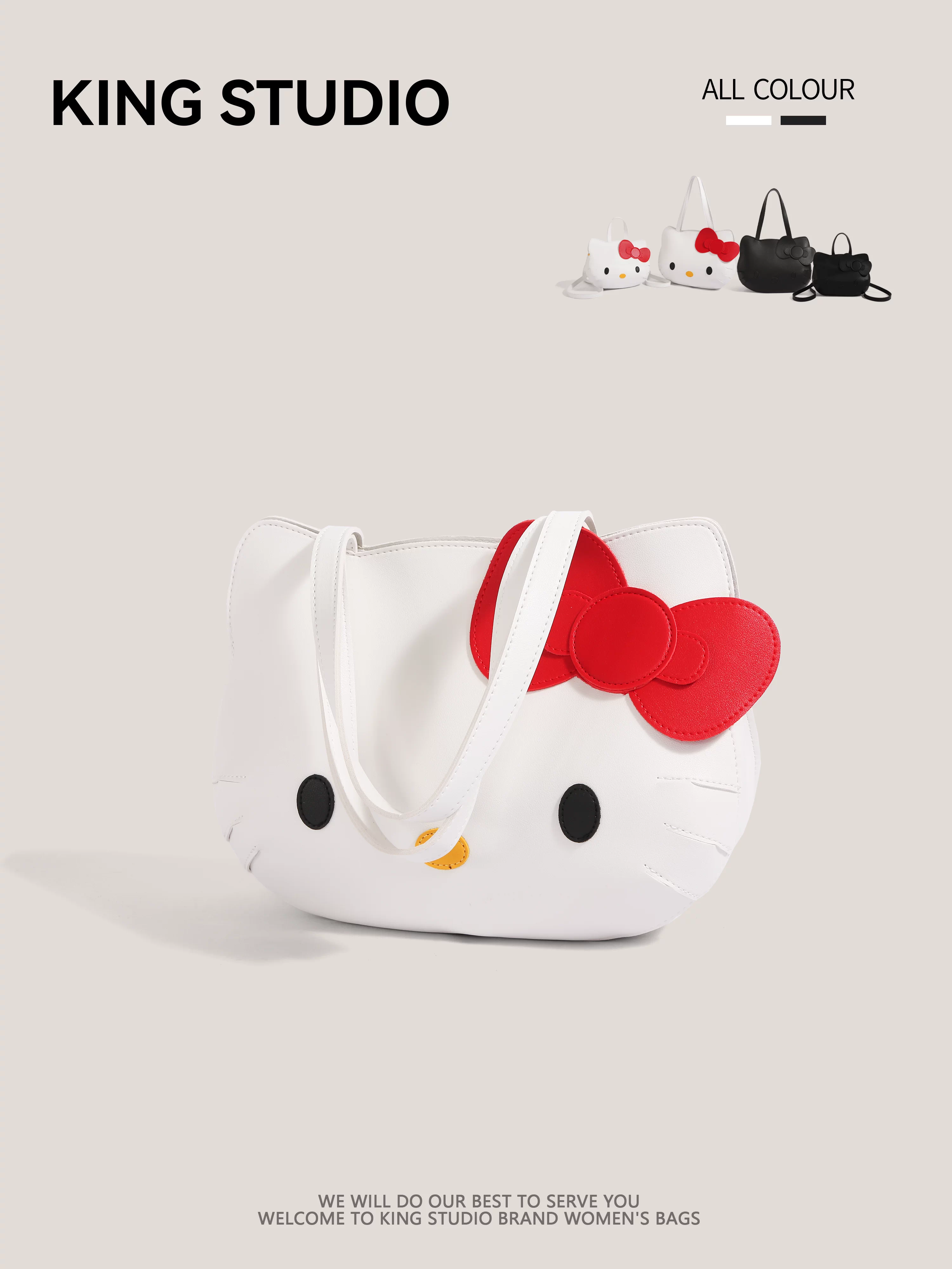 Túi tote Hello Kitty dễ thương dành cho nữ, túi đeo vai học sinh dung tích lớn, ba lô Hello Kitty