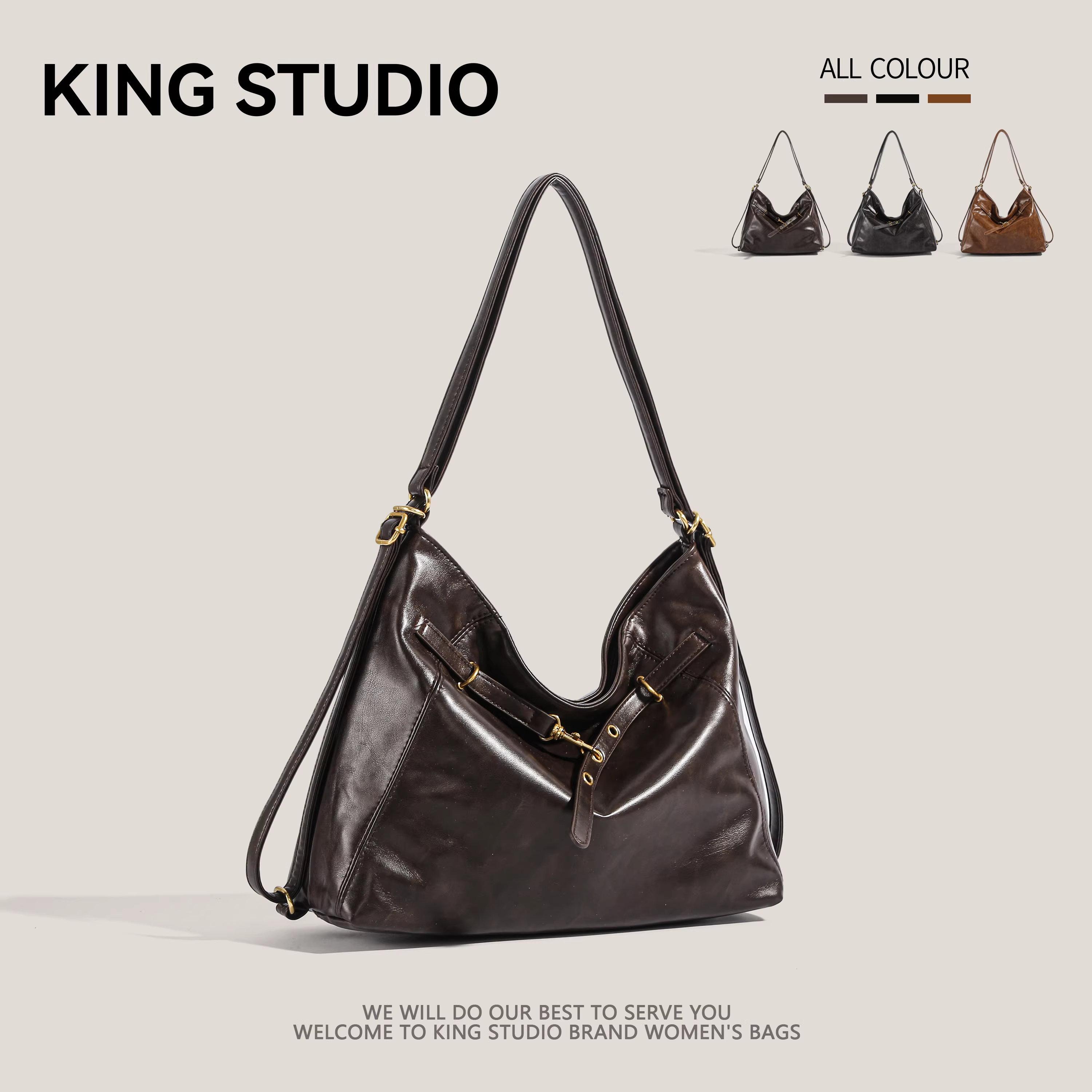 Ba lô retro Maillard mùa thu đông dành cho nữ 2025, túi đeo vai thời trang mới, túi tote đi làm, ba lô cỡ lớn đa năng