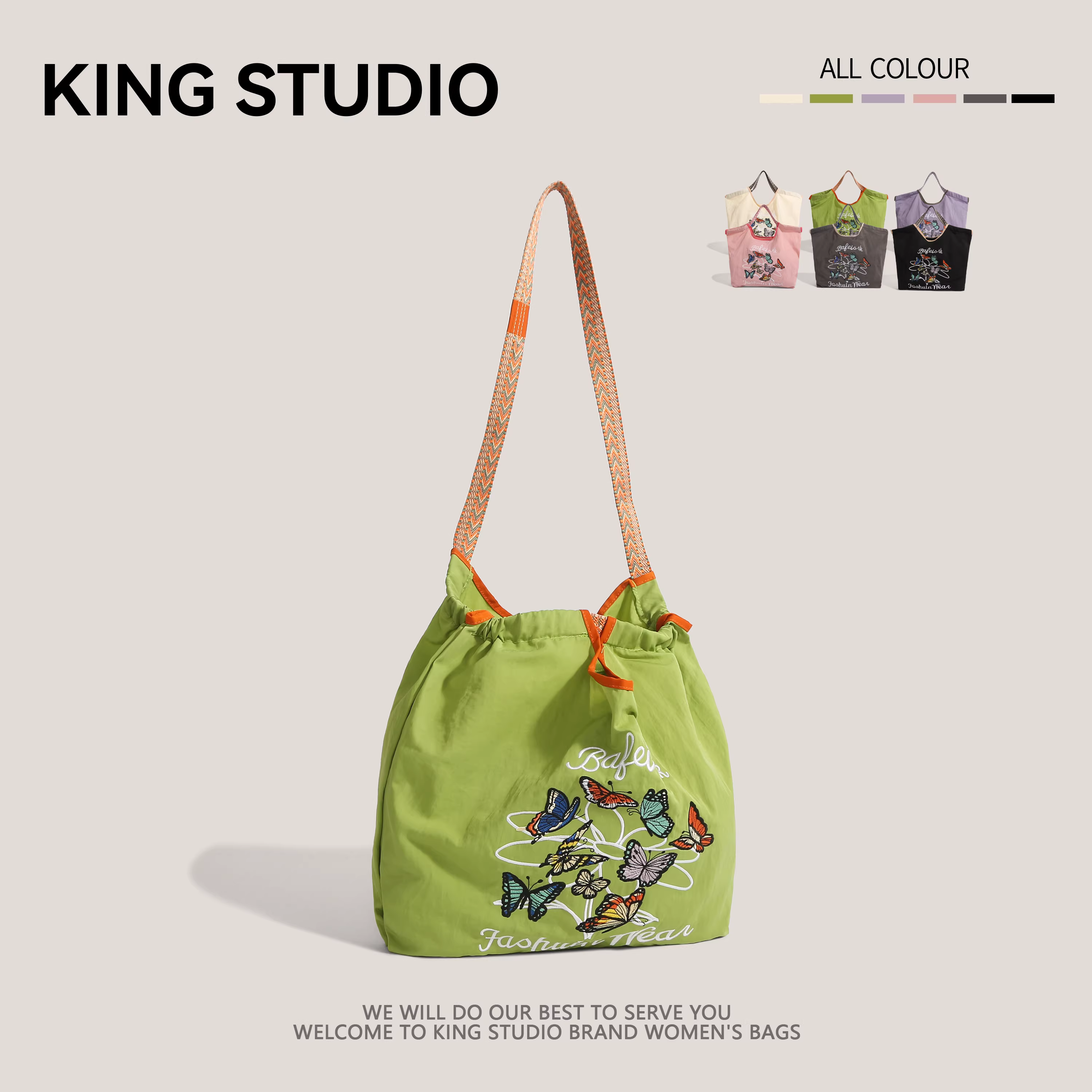 Dây chuyền bi phong cách Gao Yuanyuan Túi mua sắm thêu kiểu Nhật thân thiện với môi trường, túi tote đi học đi làm sức chứa lớn dành cho học sinh