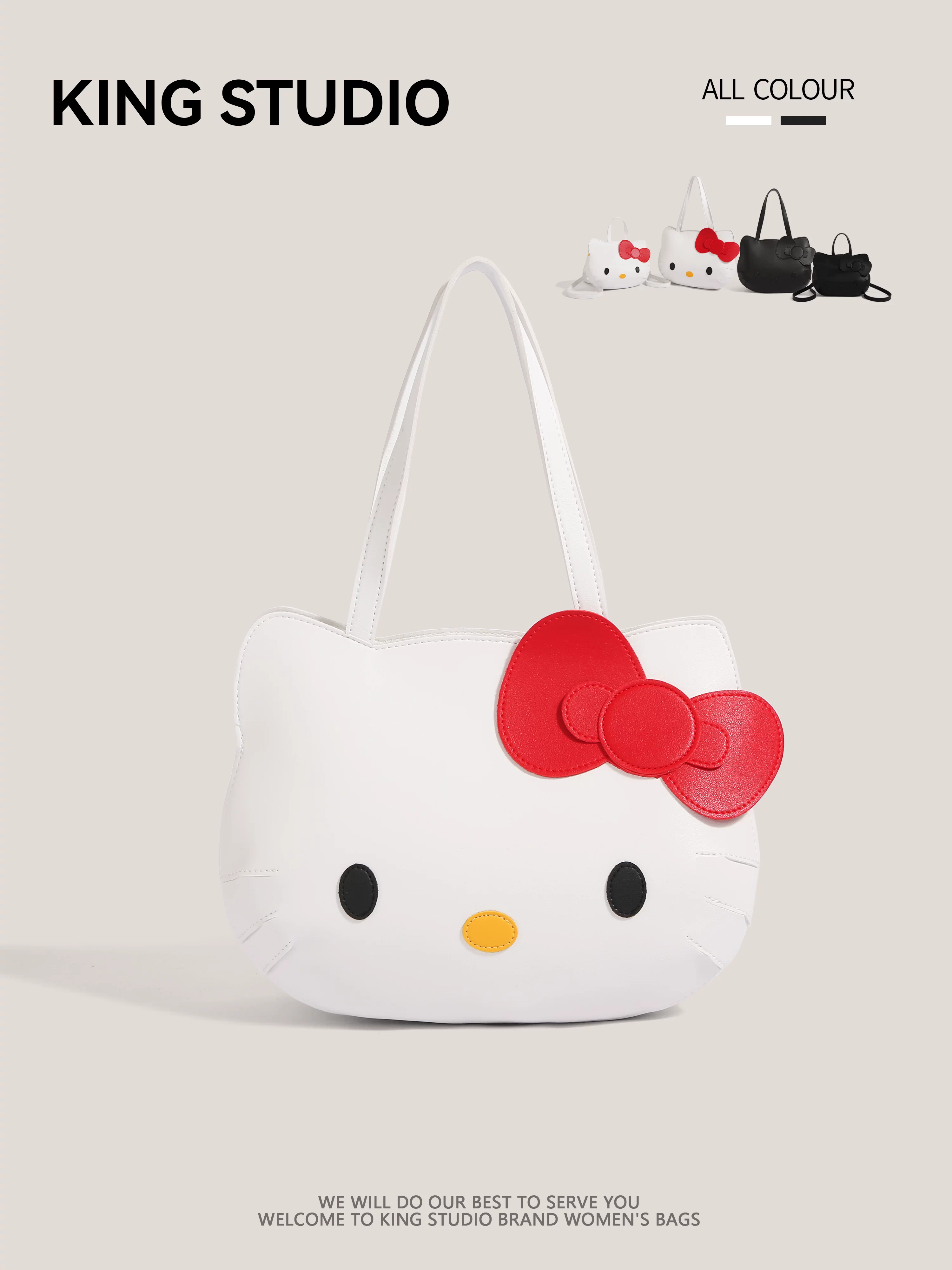 Túi tote Hello Kitty dễ thương dành cho nữ, túi đeo vai học sinh dung tích lớn, ba lô Hello Kitty