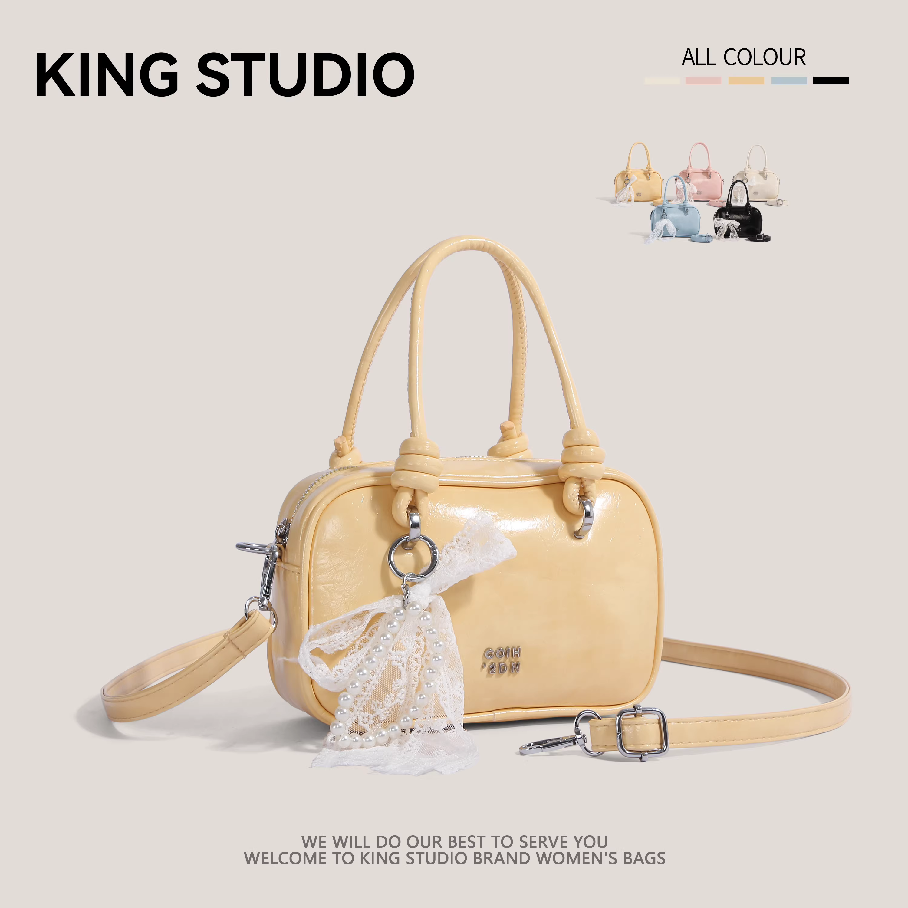 Túi xách bowling Hàn Quốc dành cho nữ, mẫu mới hè 2025, túi vuông nhỏ thời trang đa năng, đeo vai, đeo chéo