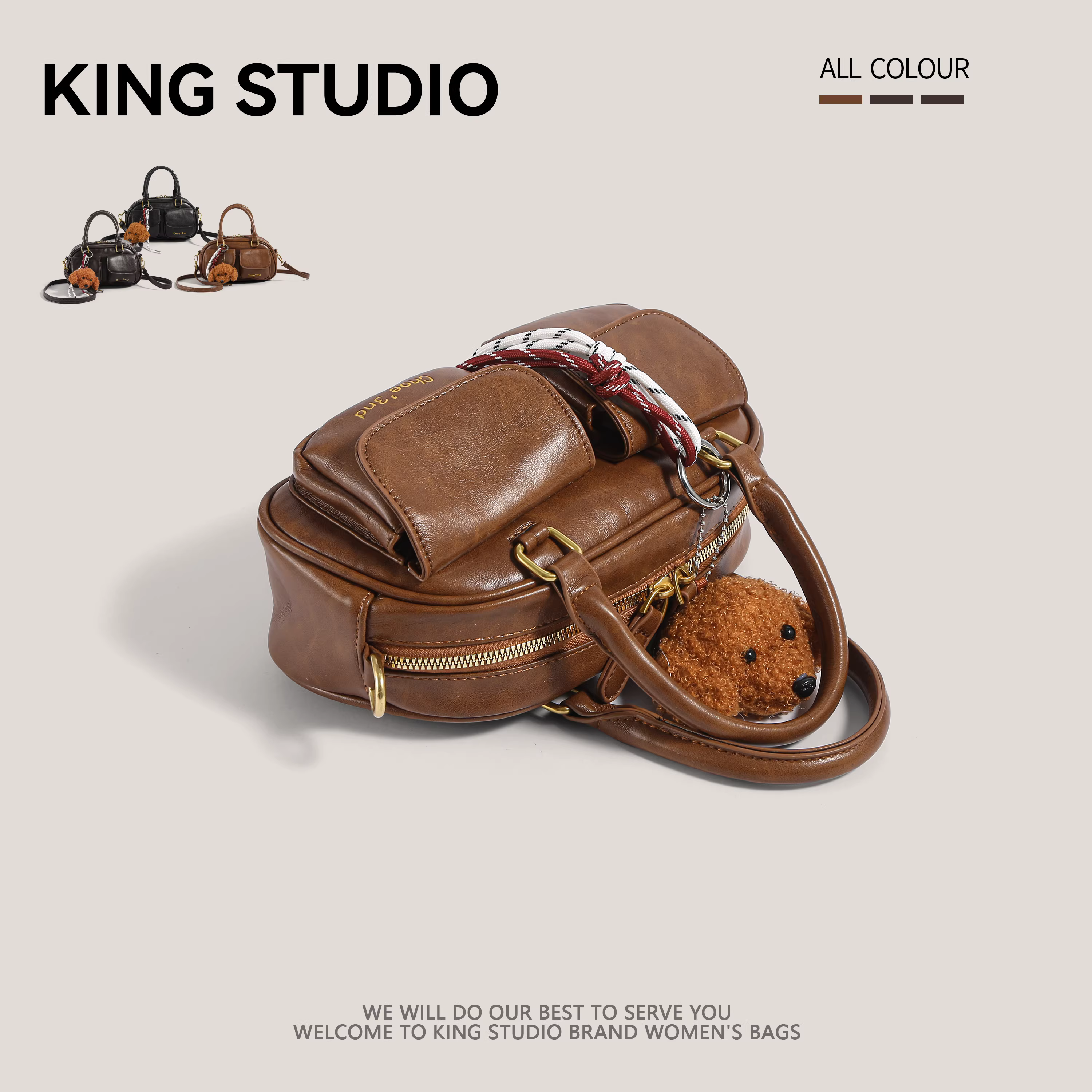 Túi bowling Hàn Quốc dành cho nữ, mẫu mới thu đông 2025, thời trang retro, túi xách hình gối, đeo vai, đeo chéo