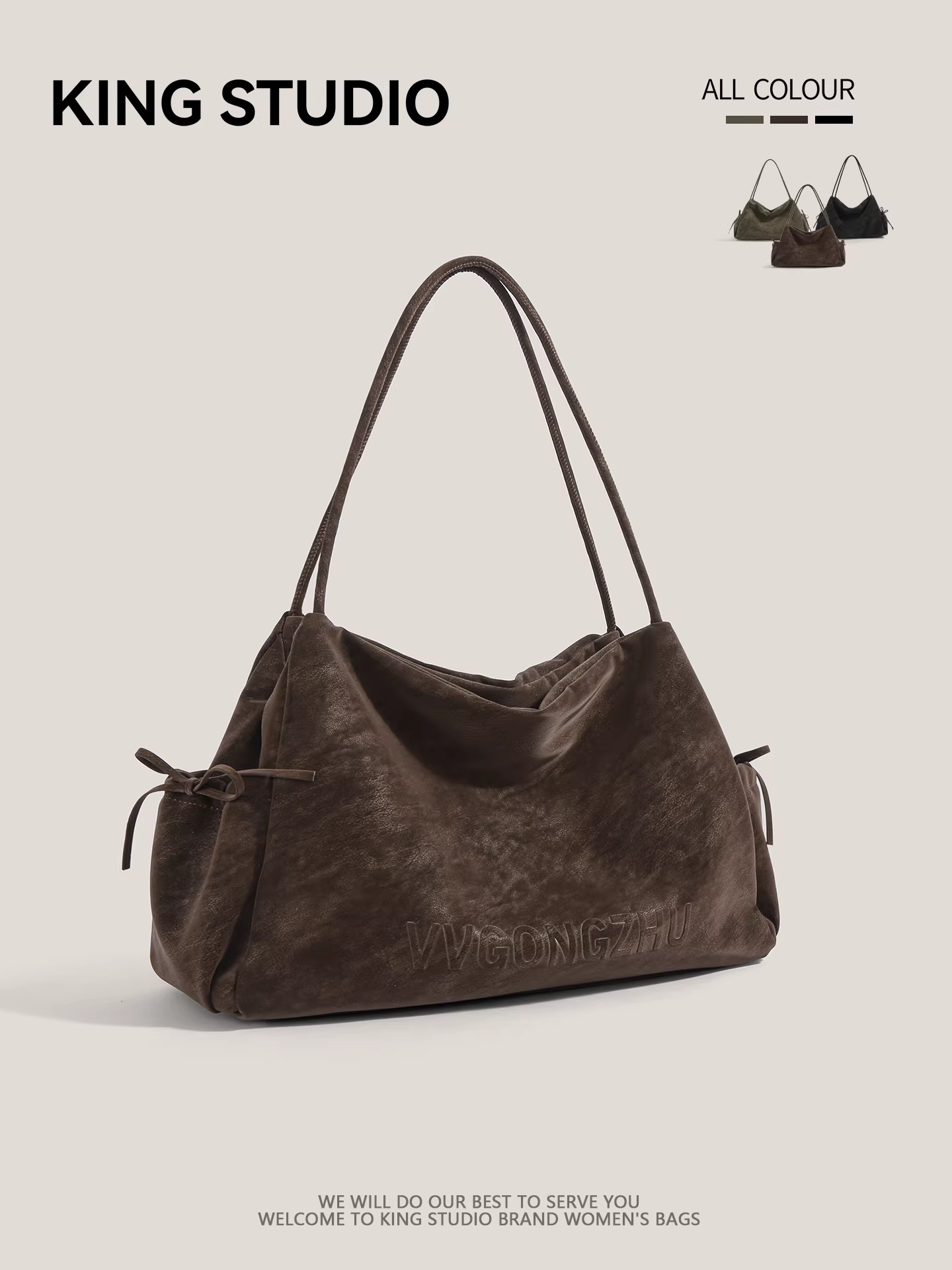 Túi xách da lộn phong cách Maillard dành cho nữ 2026, kiểu retro cao cấp, dung tích lớn, túi đeo vai đi làm